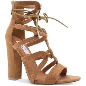 Chelsea & Zoe Womens Size 9 Elyse Brown Suede Lace-up Gladiator Dress Sandals